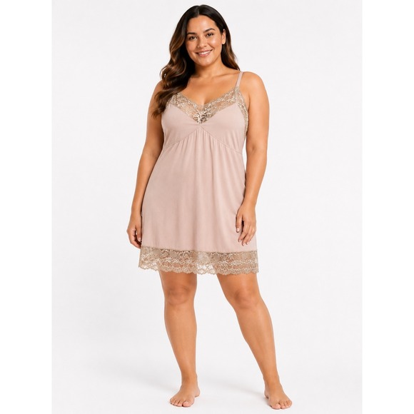 Avenue Body Other - Avenue Body Womens Pink Lace Trim Chemise Nightgown Sleepwear Slip Dress 18/20